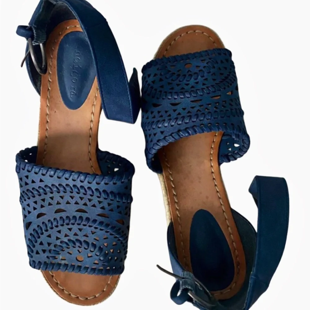 Indigo Blue Wedge Sandals Size 7.5M